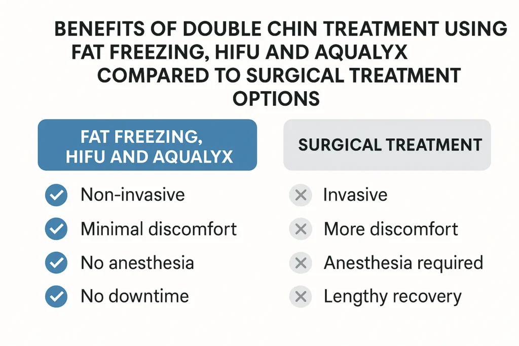 Graphic about the benefits of double chin treatment Billingshurst - from LA LIPO